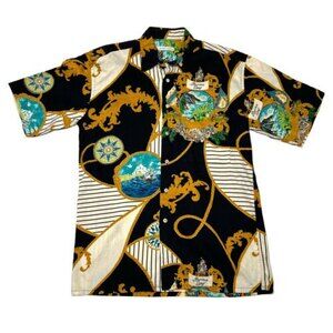Burma Bibas Mens Corduroy Baroque Art Style Camp Shirt Size M Burma Bay